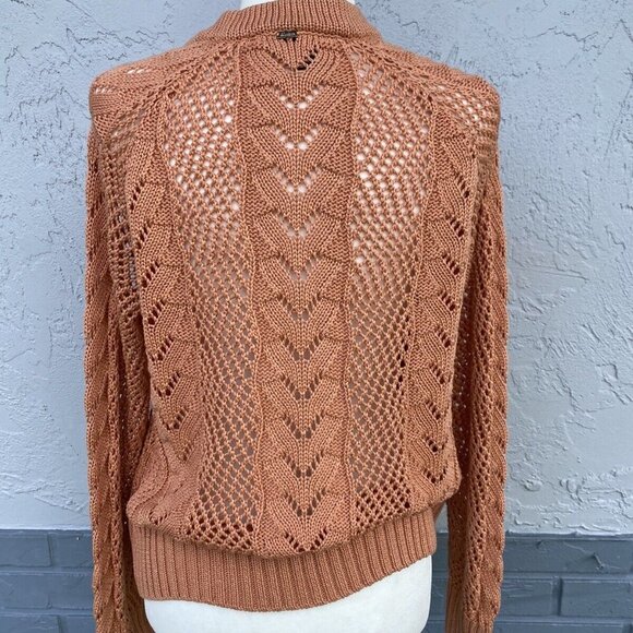 ST. John Women's Peach Double Breasted Cable Knit Long Sleeve Sweater Sz S - Picture 4 of 7